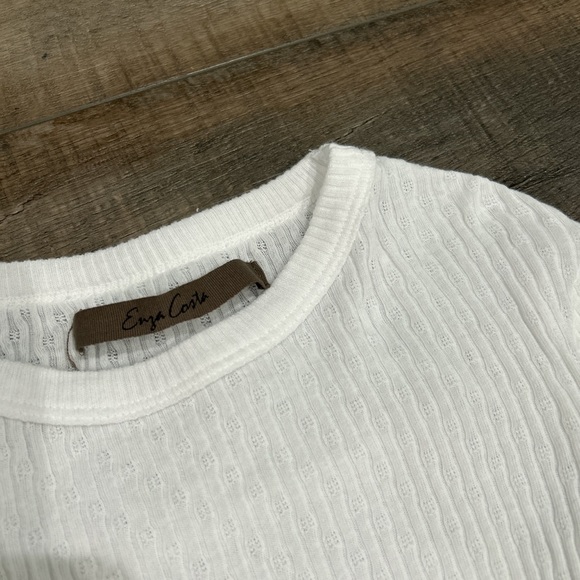 Brand New Enza Costa pointelle knit long sleeve crew neck top - Picture 5 of 6